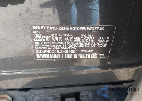 2018 BMW X5 xDrive35I из США, поврежденный, VIN 5UXKR0C59J0X99654